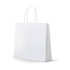 Empty White Shopping Bag  for advertising and branding. MockUp Package. Vector Illustration.