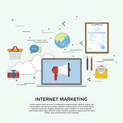 Infographic of internet marketing concept with icon and simple design
