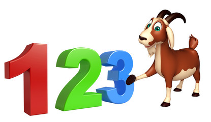 Goat cartoon character with 123 sign