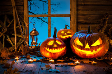 Naklejka premium Halloween pumpkin head jack lantern