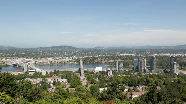 4K Time lapse aerial Portland zoom in
