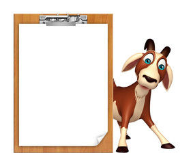 fun Goat cartoon character with exam pad