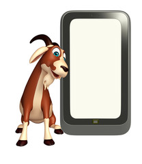 Goat cartoon character with mobile