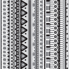 Abstract seamless  tribal ethnic background, black and white, vector