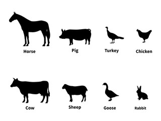 Silhouettes set of livestock