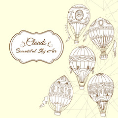  Background with Hot Air Balloons