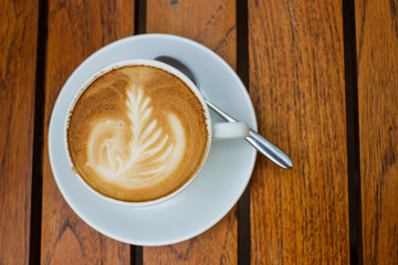 Top view of cappuccino coffee