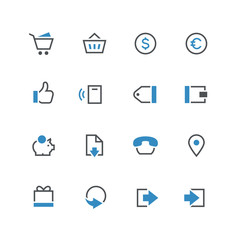 Business vector icon set 2 - different blue and grey symbols on the white background