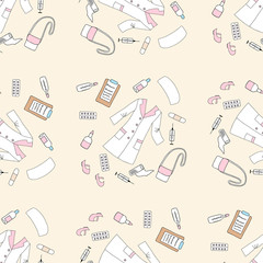 Seamless pattern with medical things