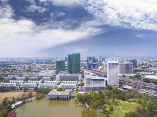 Fototapeta premium Aerial view of Bangkok Gardens