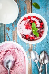 homemade ice cream with berries