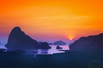 Landscape and Sunrise in Phang nga South of Thailand