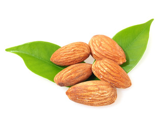 almonds isolated on white background
