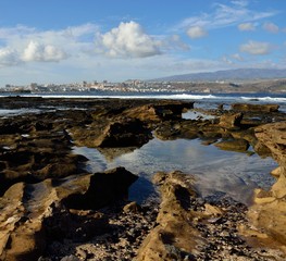 The Confital beach and Las Palmas city, Gran canaria, Canary islands