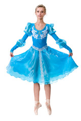 young woman ballerina ballet dancer dancing on white background