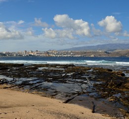 Fototapeta na wymiar The Confital beach and Las Palmas city, Gran canaria, Canary islands