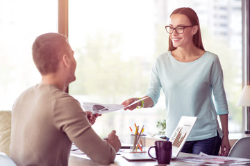 Positive  colleagues working in the office    