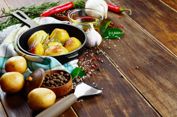 Pan of Boiled and baked potato