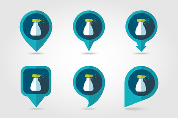Spray bottle, pulverizer, sprayer pin map icon