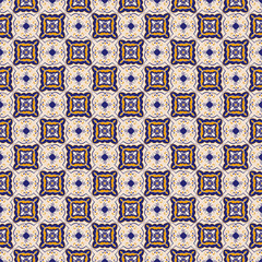 Blue and yellow ceramic tile pattern