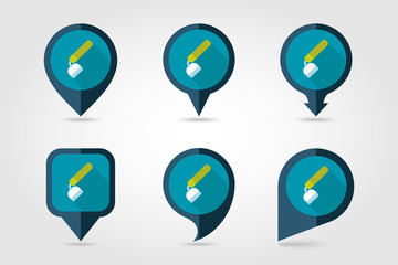 Hoe flat vector pin map icon. Garden Equipment