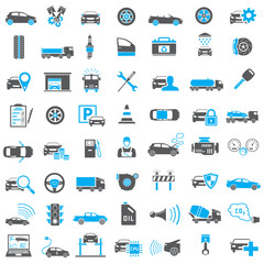 Auto Icons in Blue and Black Color - 110676488