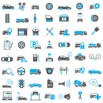 Auto Icons in Blue and Black Color