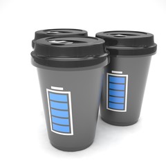 Three paper coffee cups. 3d rendering.