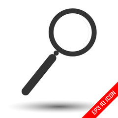 Magnifier icon. Vector illustration of magnifier. Flat logo magnifier.