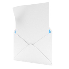 open mail with white blank. 3d rendering.