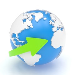 Naklejka premium Arrow and Earth globe. 3d render