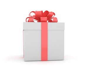 gift box with bows isolated on white. 3d rendering.