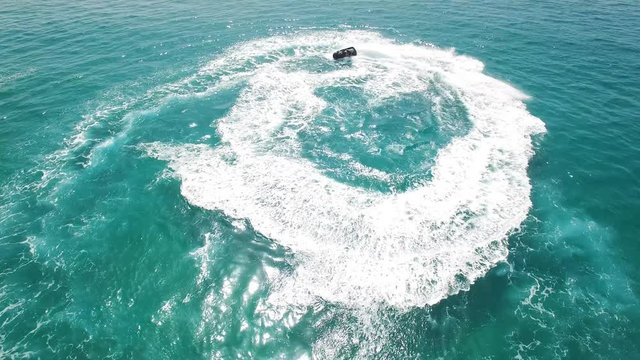 Jet skiing in open waters - Aerial footage