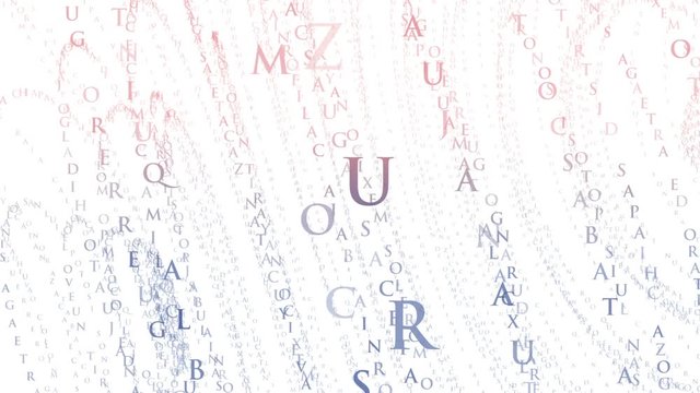 Animated alphabet color mix gradient abstract background on white