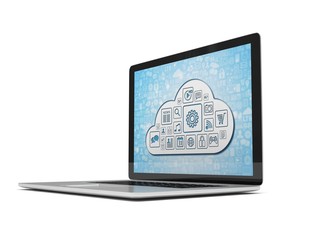 3d rendering of a laptop with cloud concept