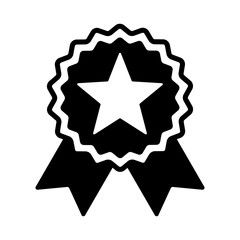 award ribbon sticker badge icon black on white background