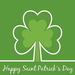 Saint Patrick´s day card. Minimal background with shamrock outline