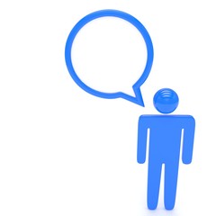 3d man with talk bubbles isolated over a white background. 3d rendering.