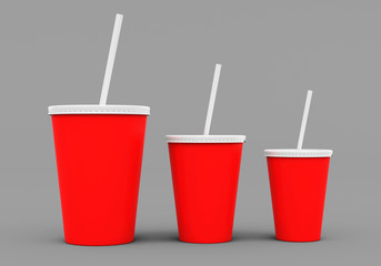 Paper cup mock up. 3D rendering