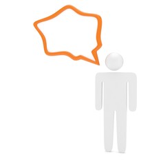 3d man with talk bubbles isolated over a white background. 3d rendering.