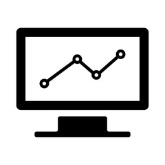 computer chart statistic icon black on white background