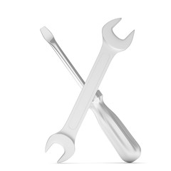 3D Illustration Wrench and screwdriver, service concept