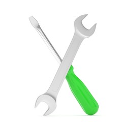 3D Illustration Wrench and screwdriver, service concept