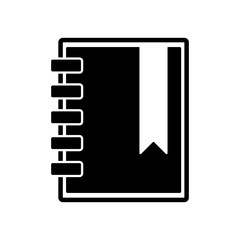 notebook diary icon black on white background