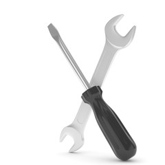 3D Illustration Wrench and screwdriver, service concept