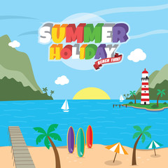 Summer holiday retro cartoon theme