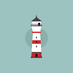 beach lighthouse flat illustration