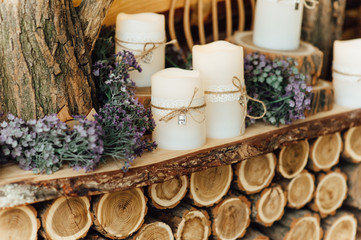 Fototapeta na wymiar Wedding decorations with candles.