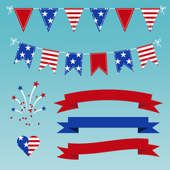 Vector Set of Patriotic Graphics for July 4.
