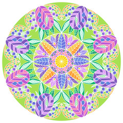 bloom flowers garden mandalas stained glass print pattern vector illustration 